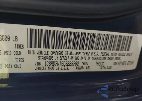 2012 Ram 1500 Laramie from USA, damaged, VIN 1C6RD7NT5CS229782